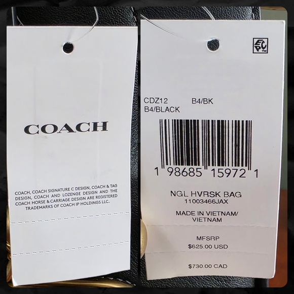 Coach CDZ12 Turnlock Haversack Black Leather Brass Shoulder Bag NWT - Picture 15 of 16